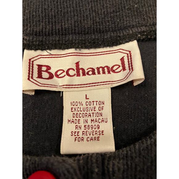 Bechamel Womens Cardigan Size L Black Button Embellished Short Sleeve Cotton - Picture 8 of 8